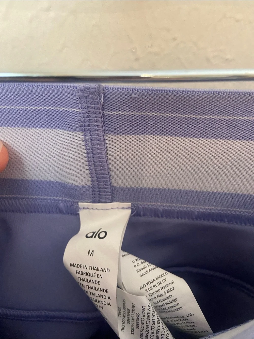 Alo Yoga Airlift High-Waist Suit Up Leggings Lilac Blue White Piping M